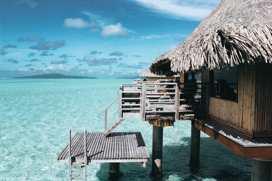 Scenic overwater bungalow in Vaitāpē, French Polynesia